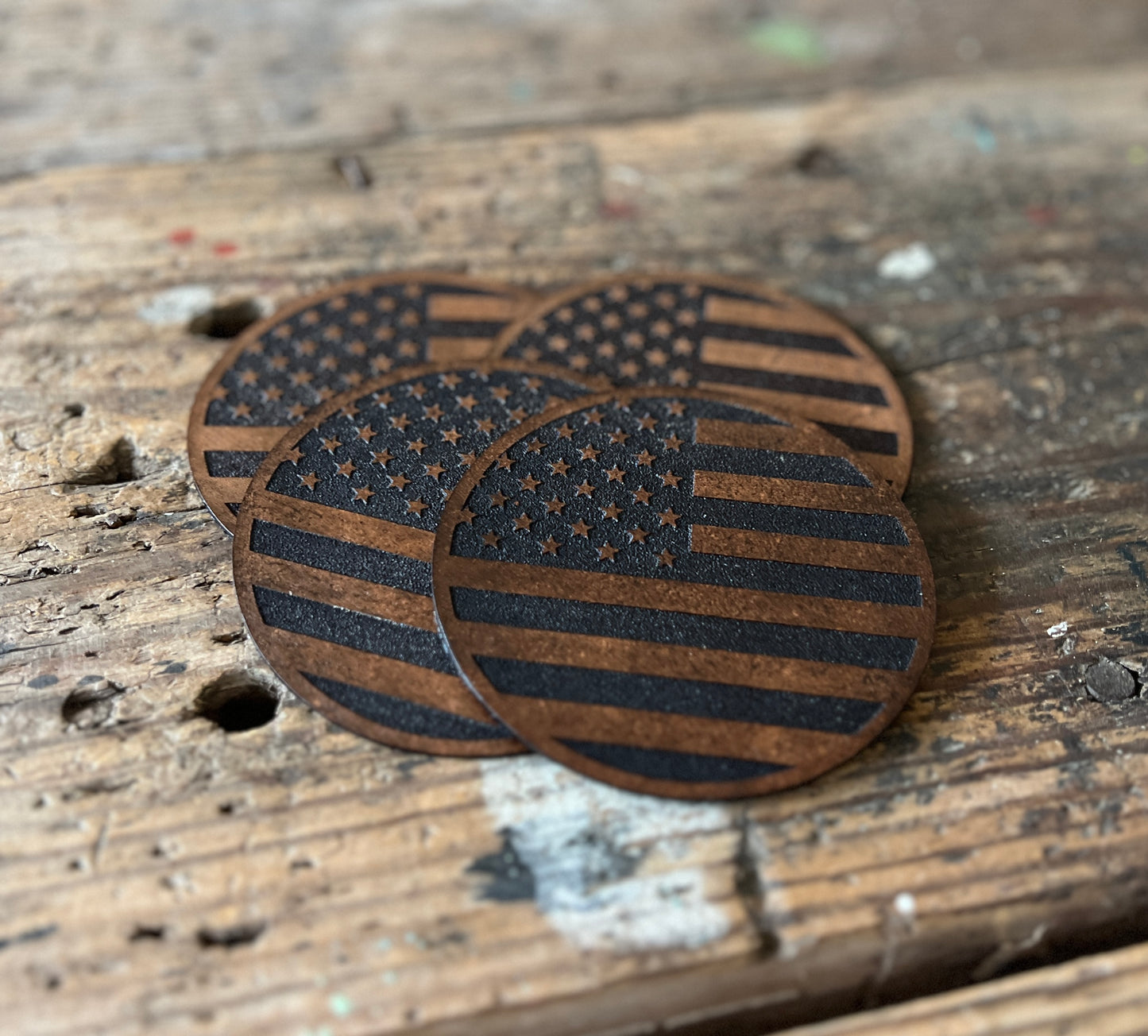 American Flag Leather Coasters