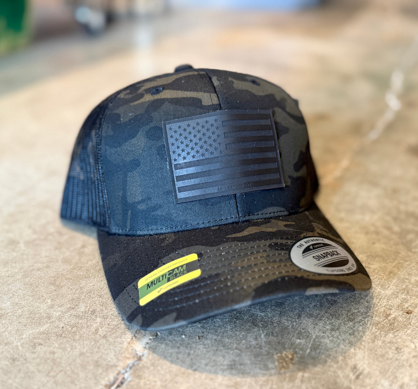 Trucker Hat- American Flag - Multicam Black