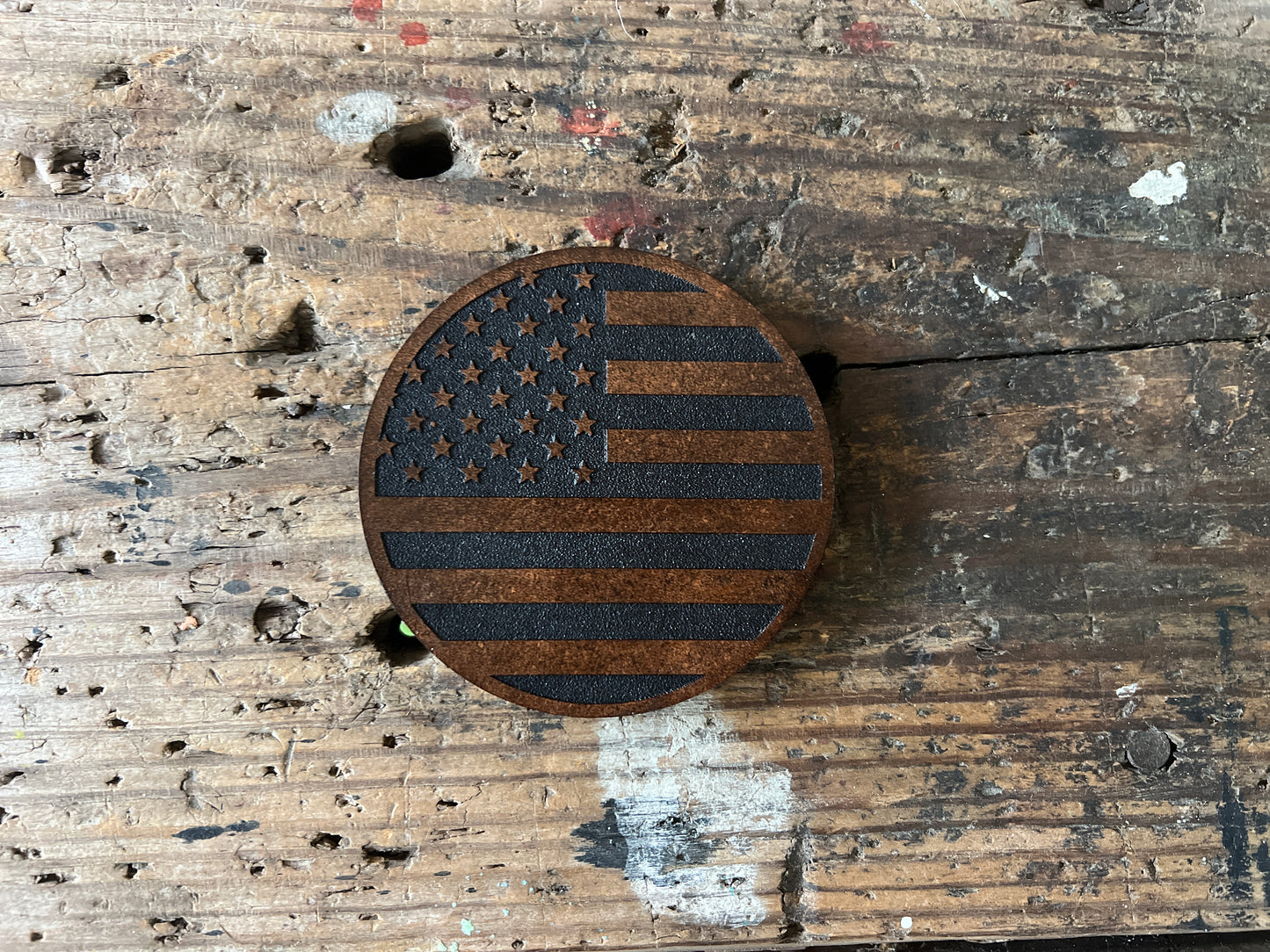 American Flag Leather Coasters