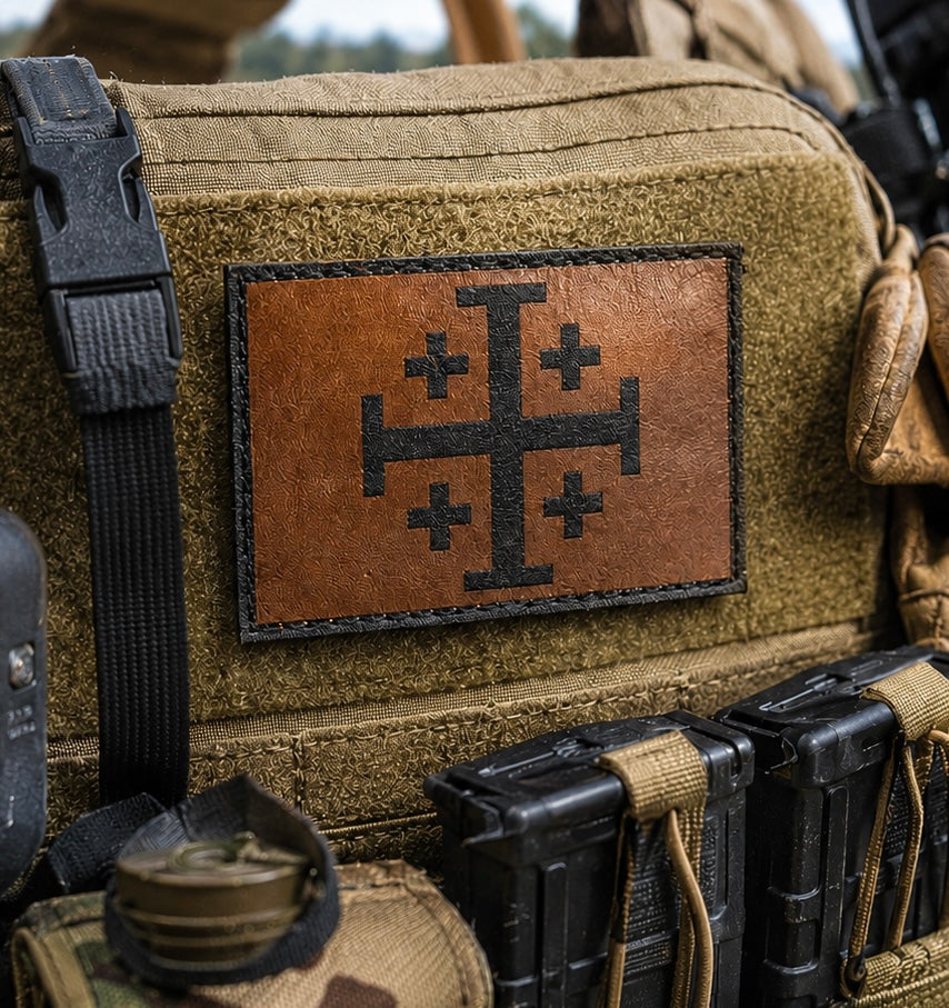 Patch- Jerusalem Cross leather morale patch