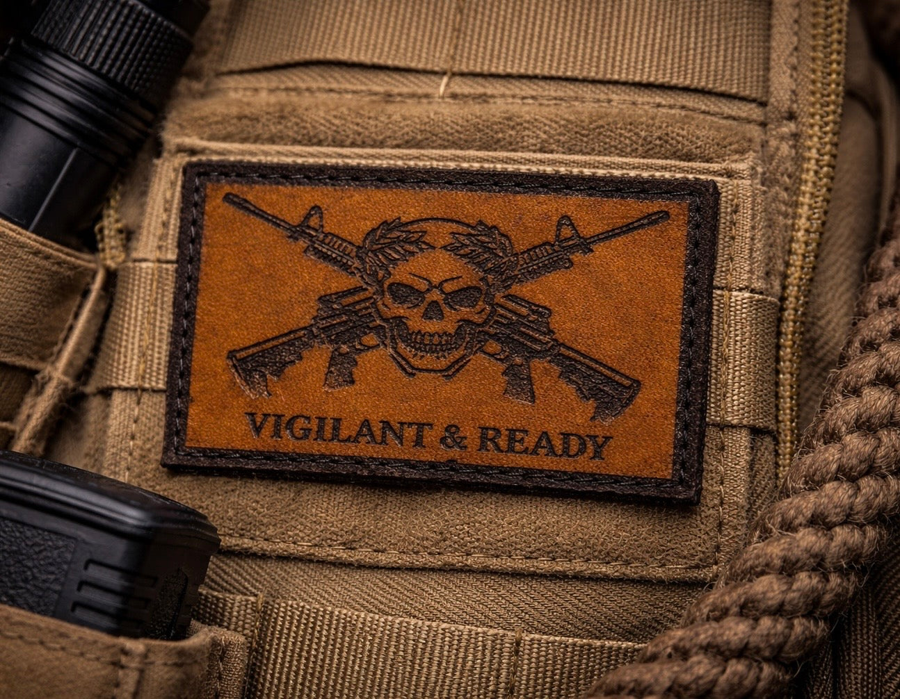 Patch- Vigilant and ready leather morale patch