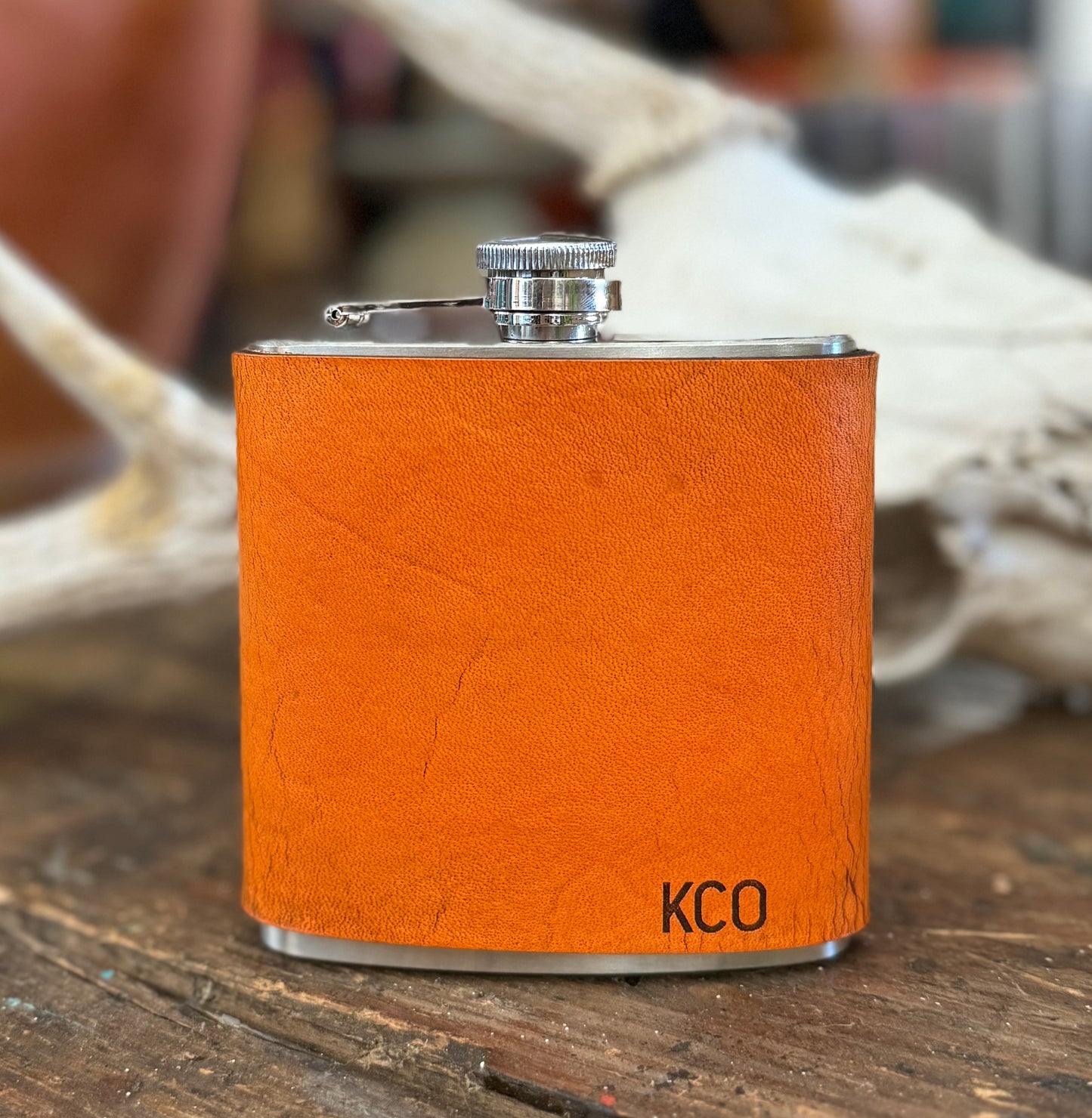 Flask- Personalized Engraved leather