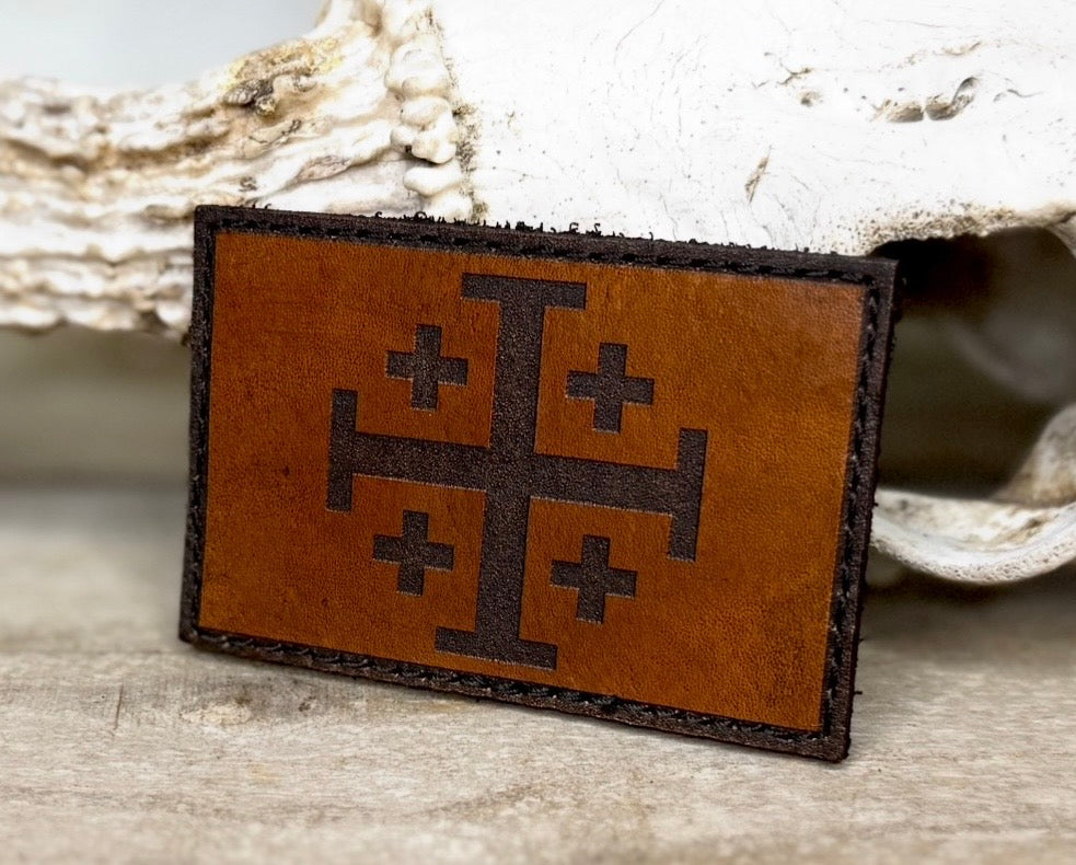Patch- Jerusalem Cross leather morale patch