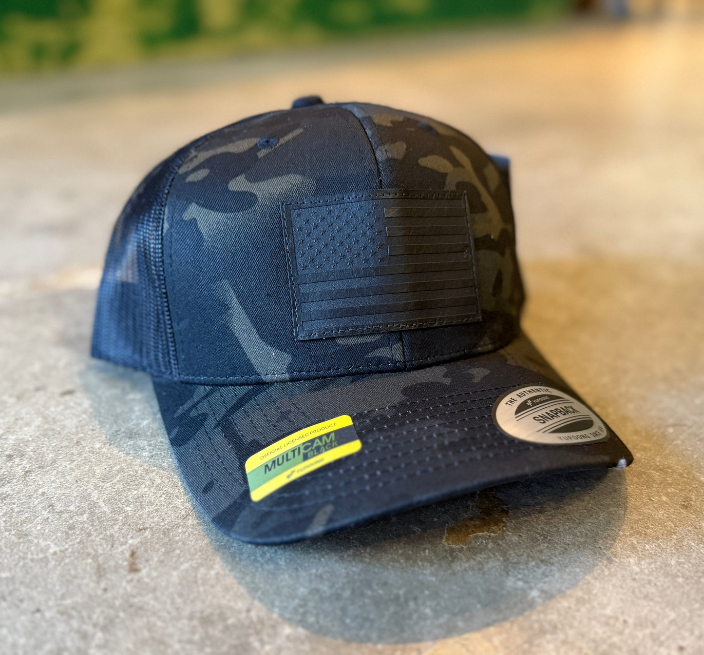 Trucker Hat- American Flag - black patch