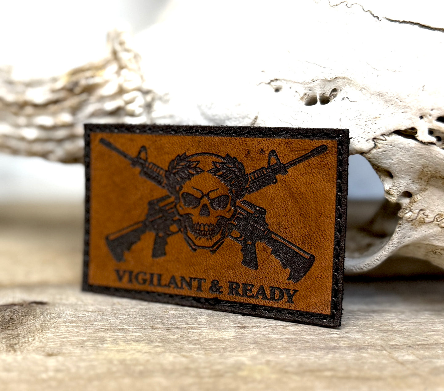 Patch- Vigilant and ready leather morale patch