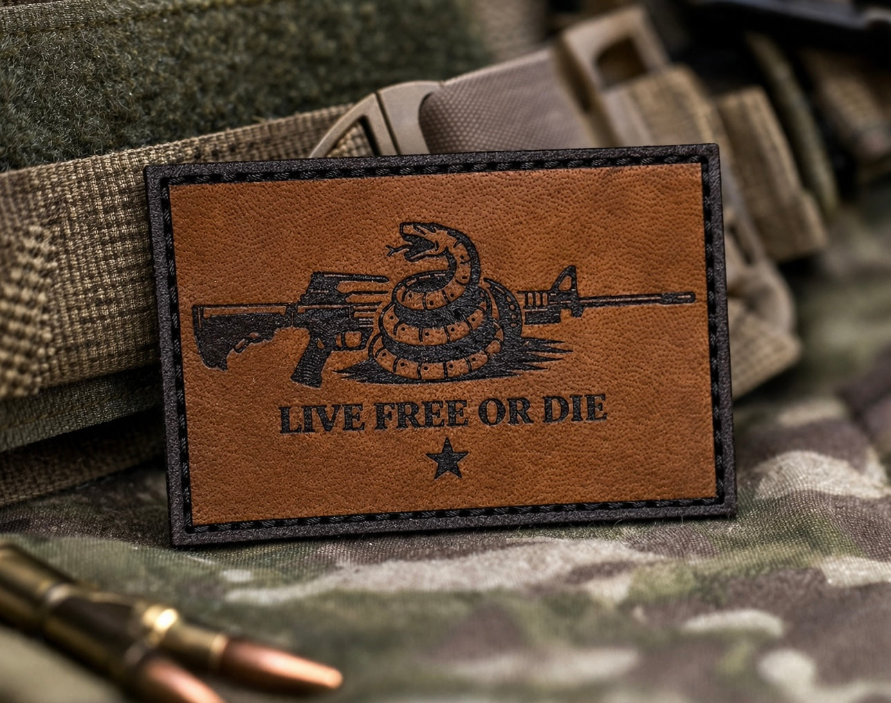 Patch- Live Free Or Die leather morale patch