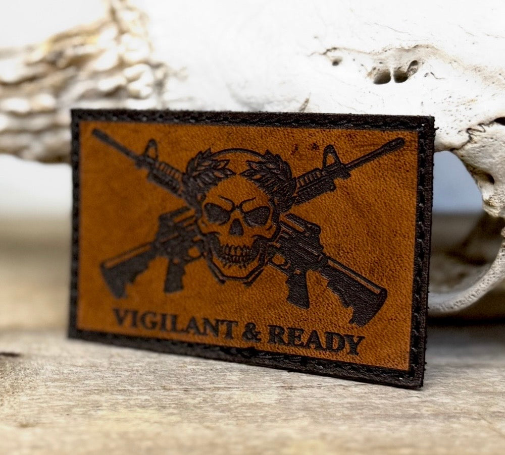 Patch- Vigilant and ready leather morale patch