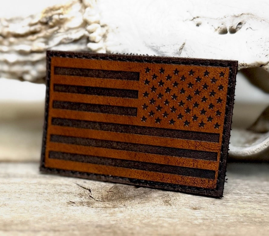 Patch- Reverse American Flag leather tactical patch