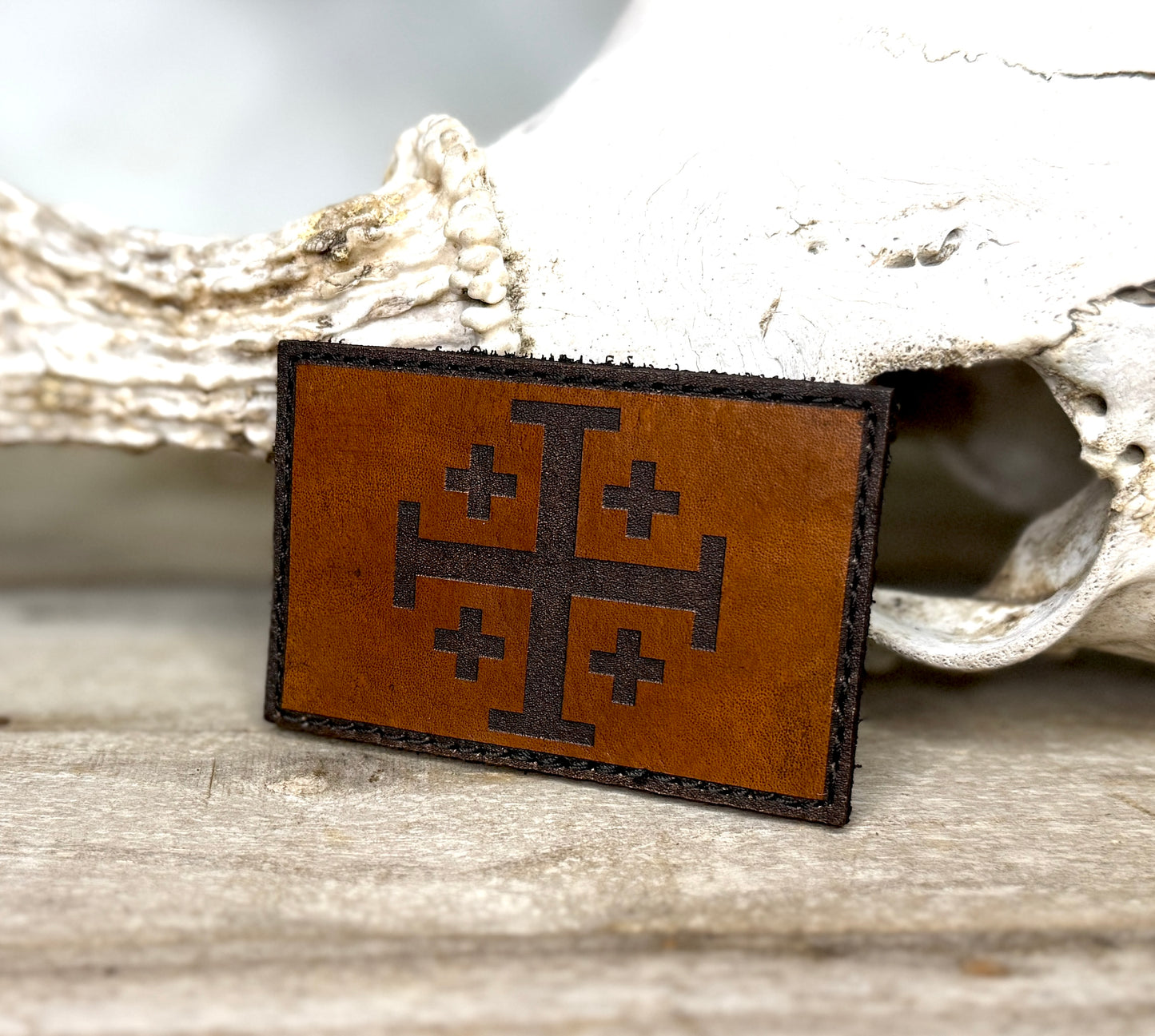 Patch- Jerusalem Cross leather morale patch