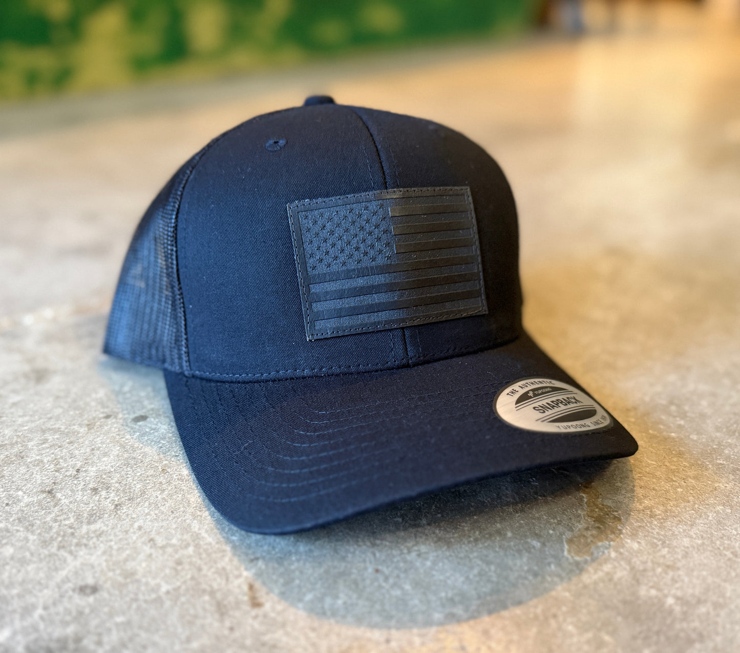 Trucker Hat- American Flag - black patch