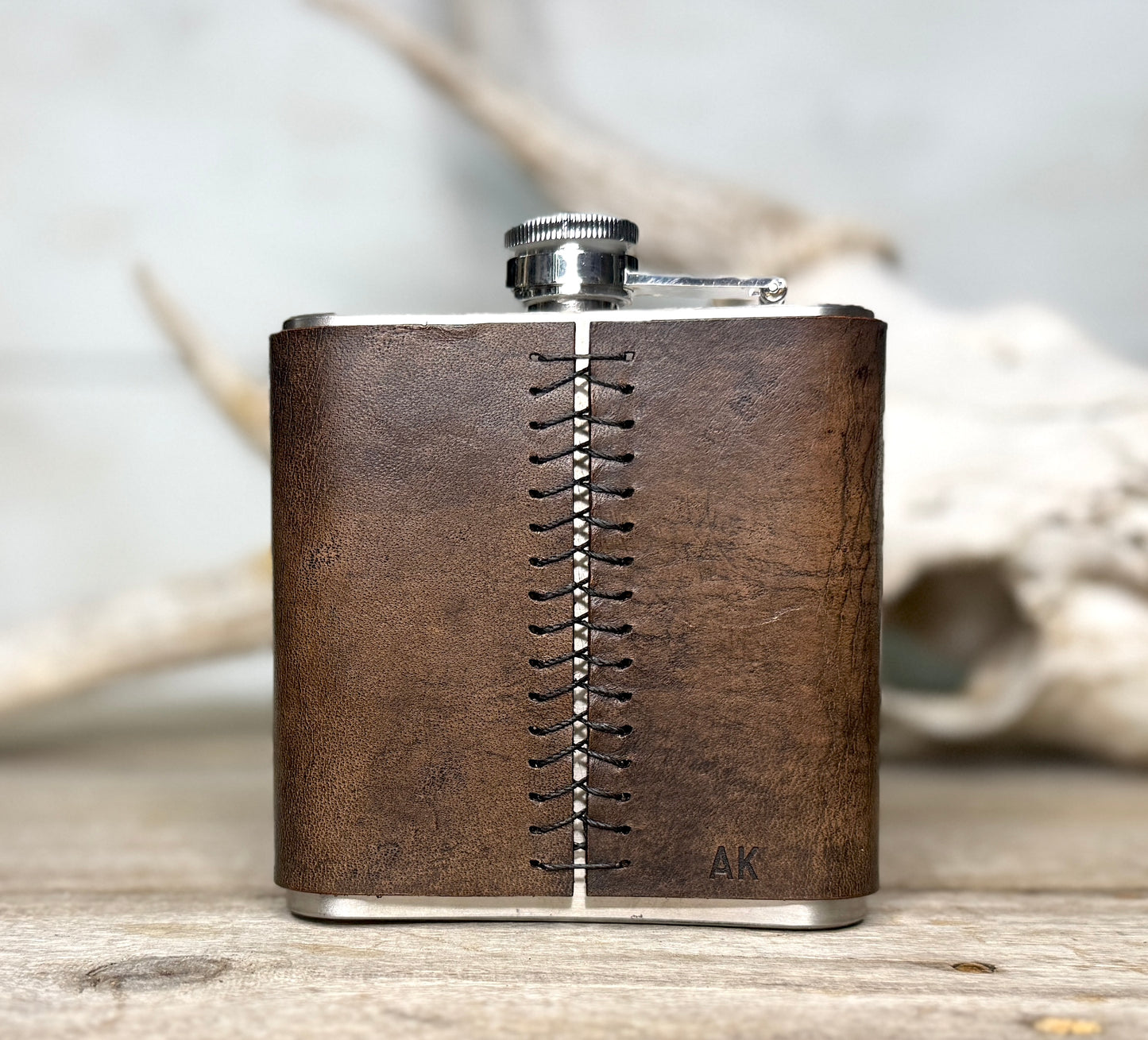 Flask- Personalized Engraved leather