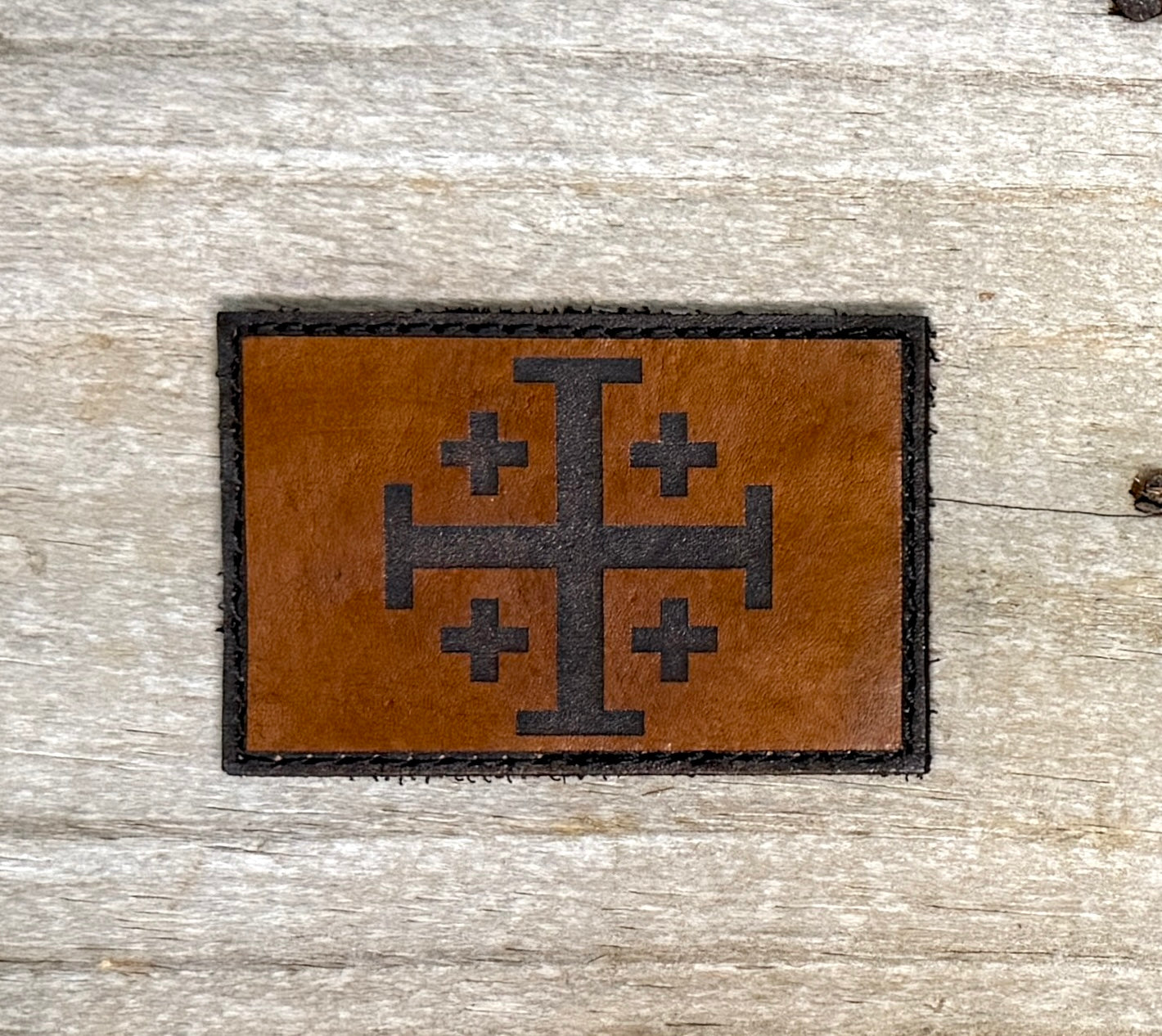 Patch- Jerusalem Cross leather morale patch