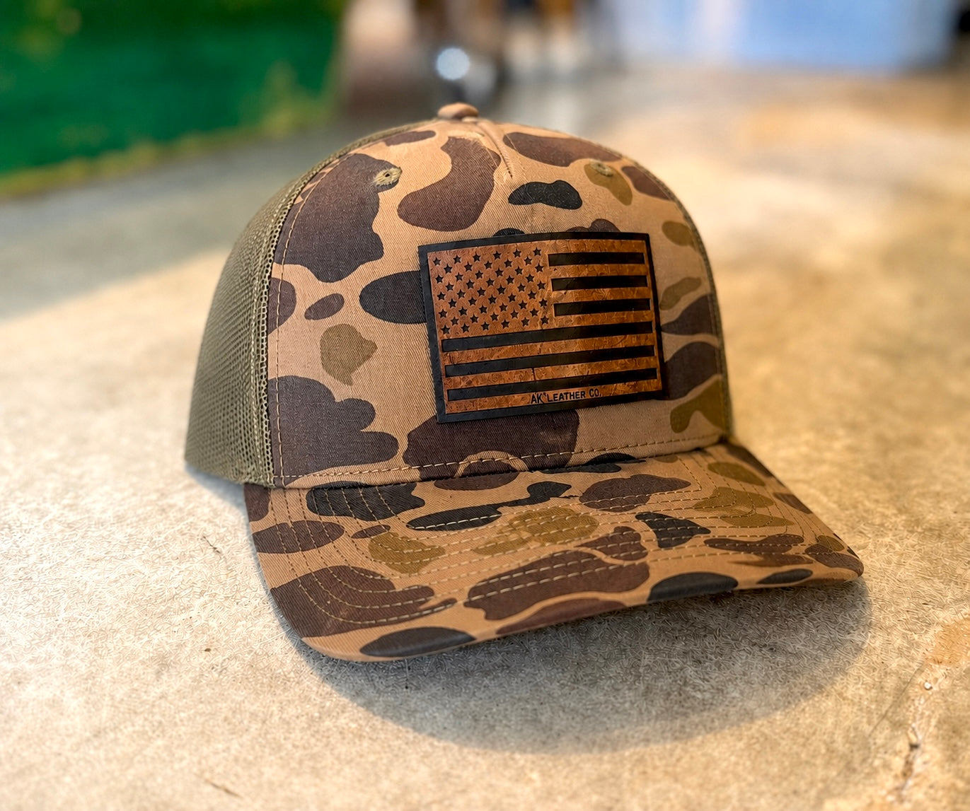 Trucker Hat- American Flag - Duck Camo