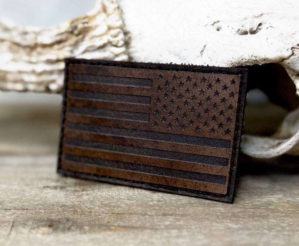 Patch- Reverse American Flag leather tactical patch