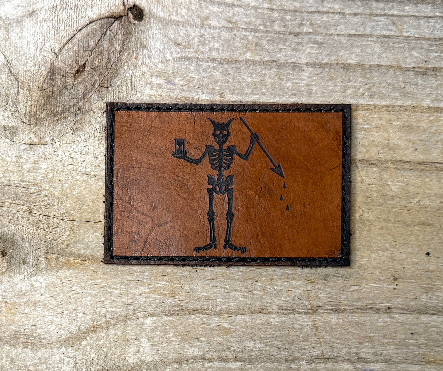 Patch- Blackbeard Flag V2 leather morale patch