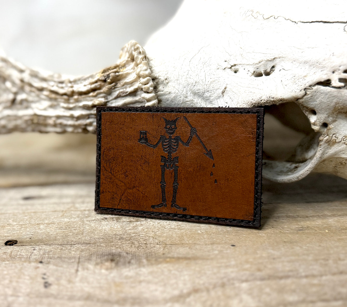 Patch- Blackbeard Flag V2 leather morale patch