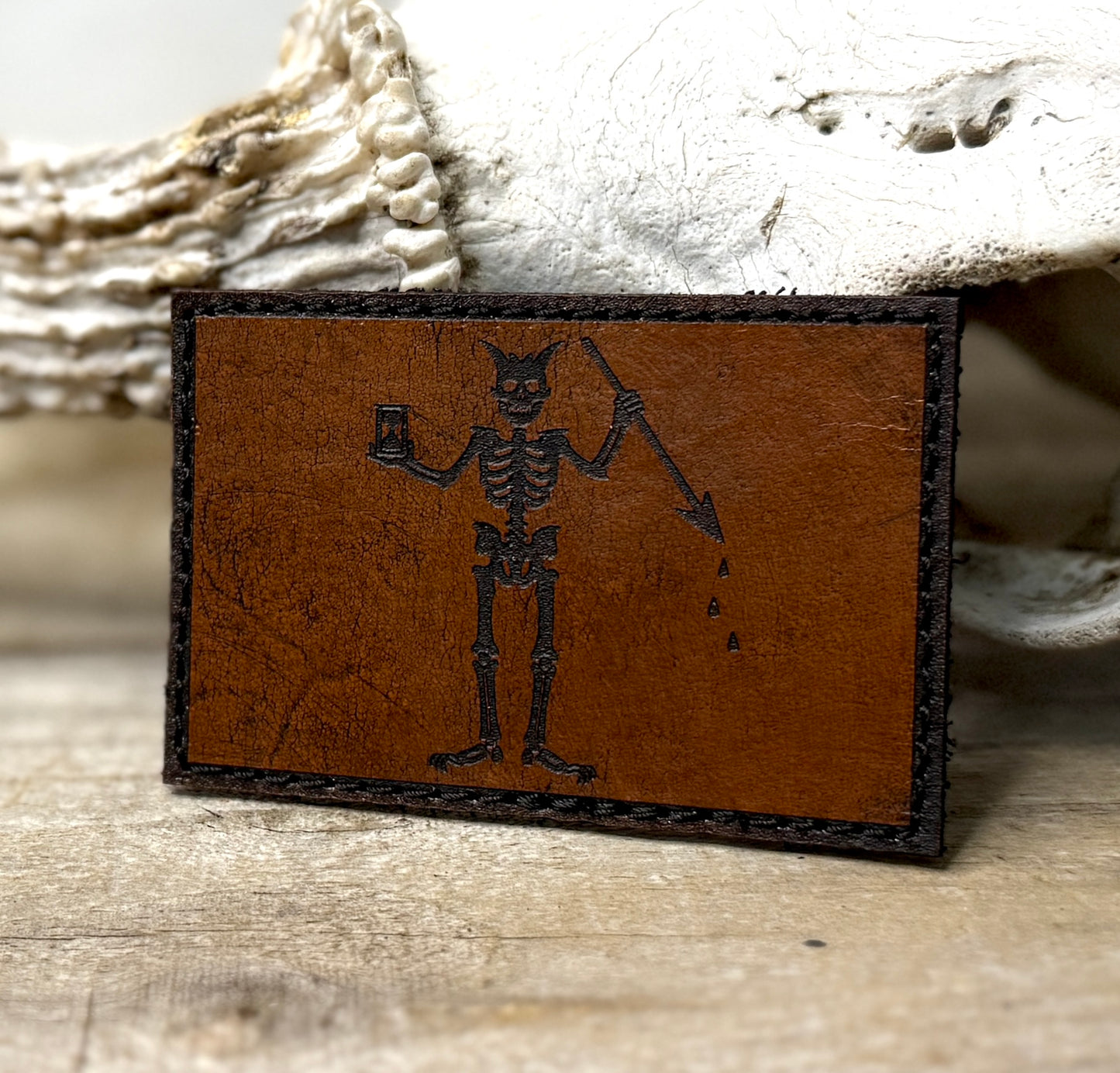 Patch- Blackbeard Flag V2 leather morale patch
