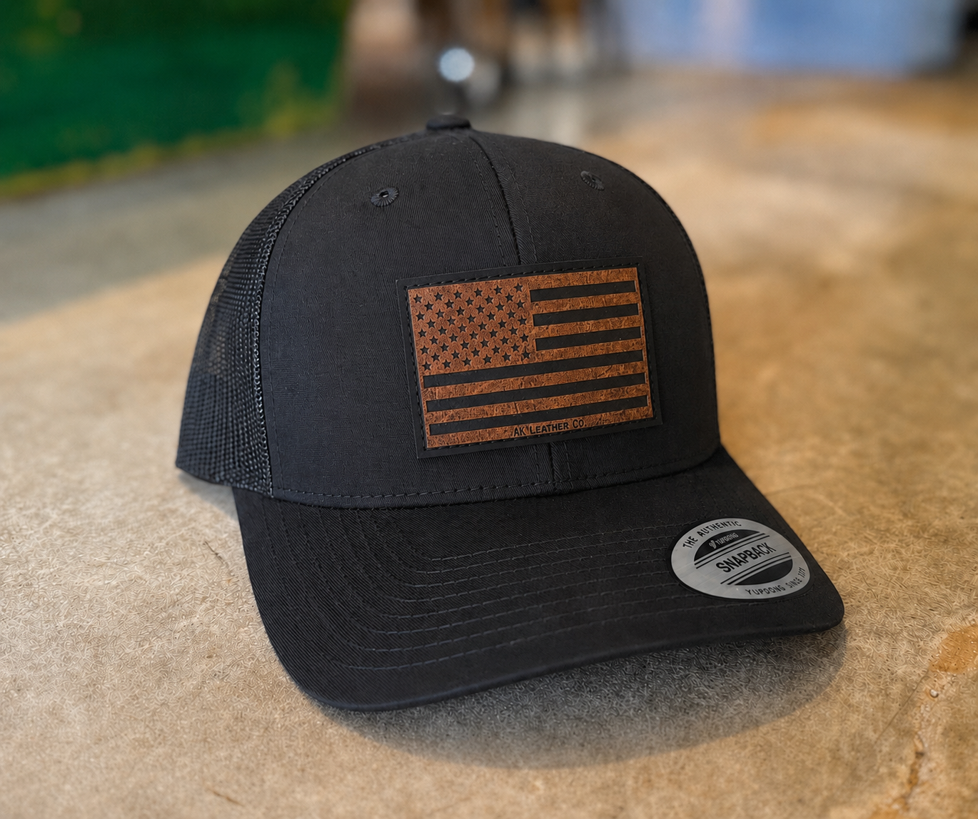 Trucker Hat- American Flag - black hat